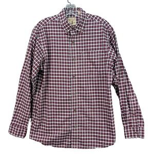 Red Head Red Plaid Flannel Button Down Long‎ Sleeve Shirt Preppy Work Men's M